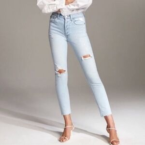 Denim Forum Aritzia The Yoko High Rise Slim Jeans Light Blue Wash Womens Size 26